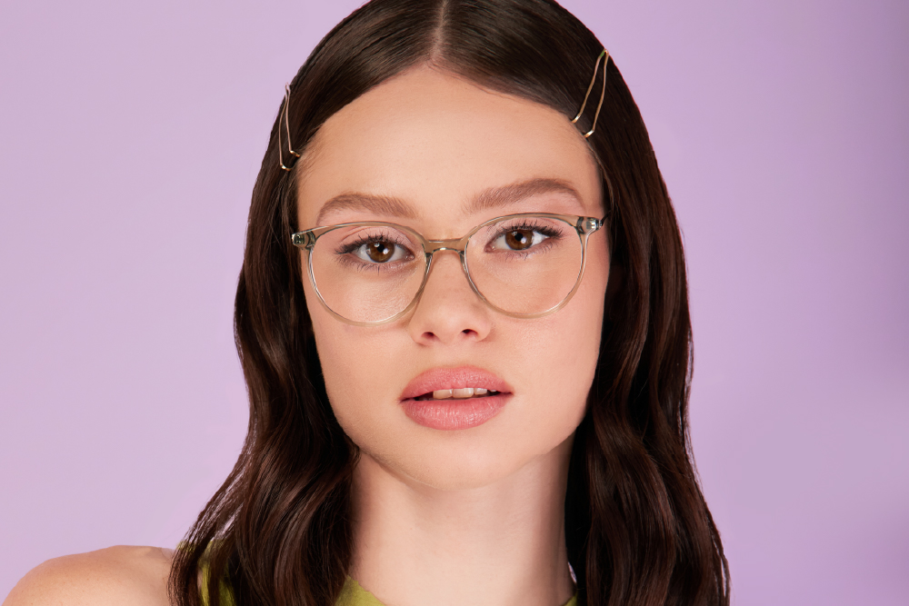 Chiara Acetate and Metal eyeglasses frame worn by model.